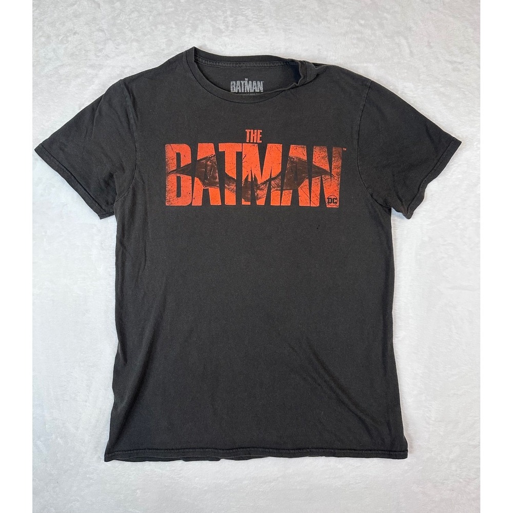 DC Comics The Batman Movie Graphic T-Shirt Mens Medium Black Red Logo 2022 Film